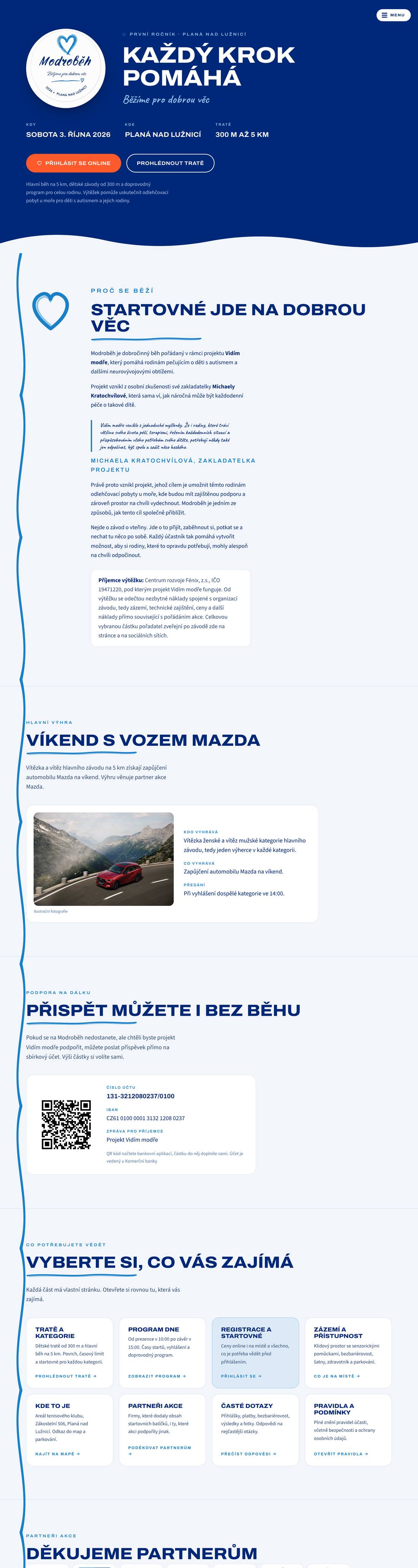 Web dobročinného běhu