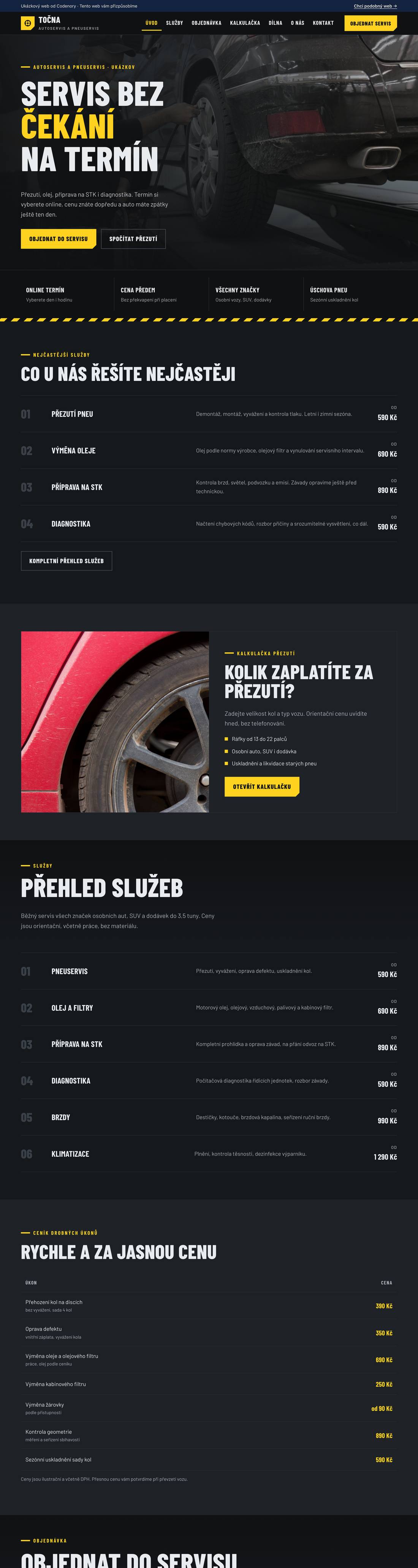Ukázkový web pro obor autoservis a pneuservis