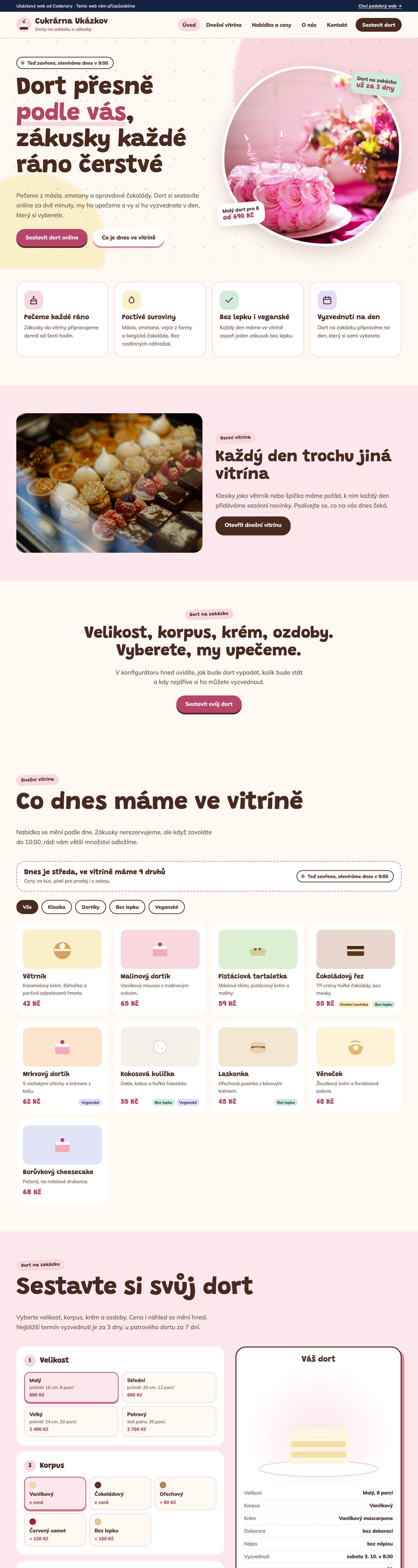 Ukázkový web pro obor cukrárna a dorty na zakázku