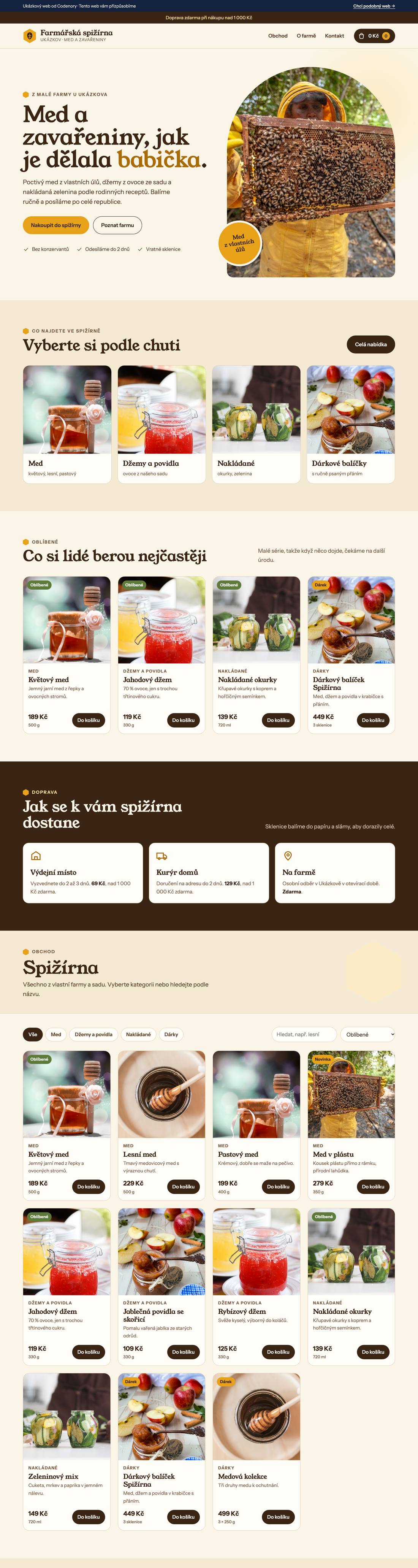 Ukázkový web pro obor e-shop s farmářskými produkty