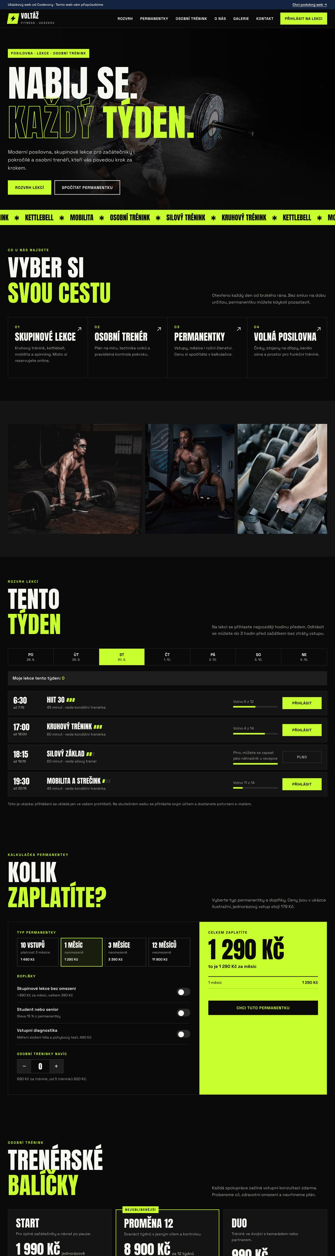 Ukázkový web pro obor fitness a osobní trenér