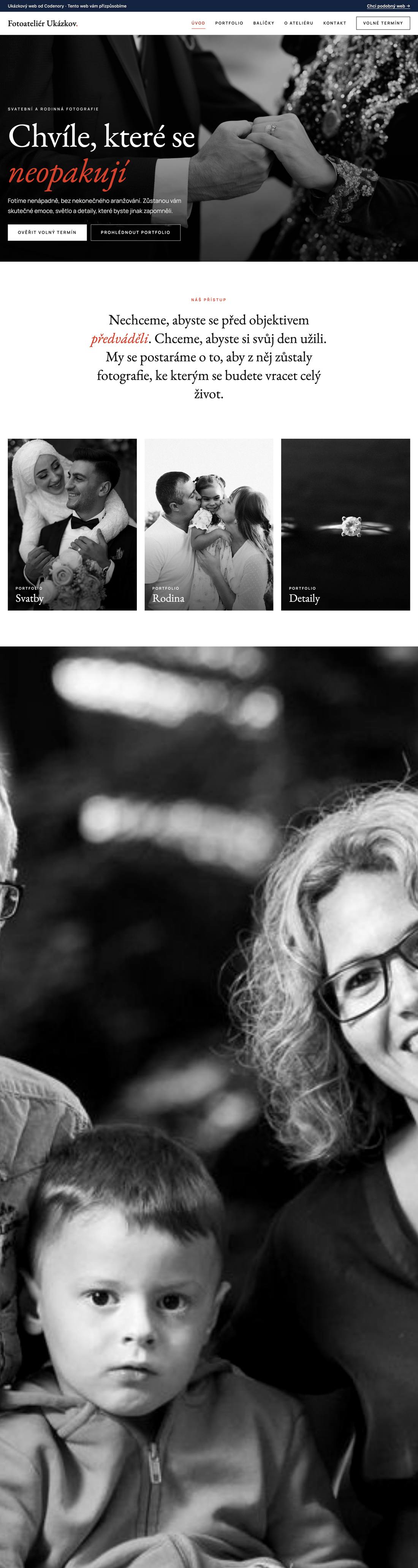 Ukázkový web pro obor fotograf