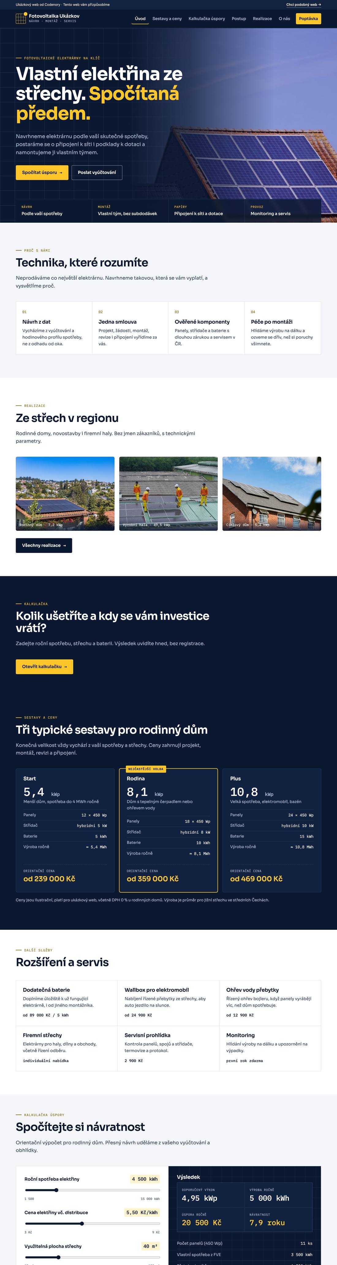 Ukázkový web pro obor fotovoltaika