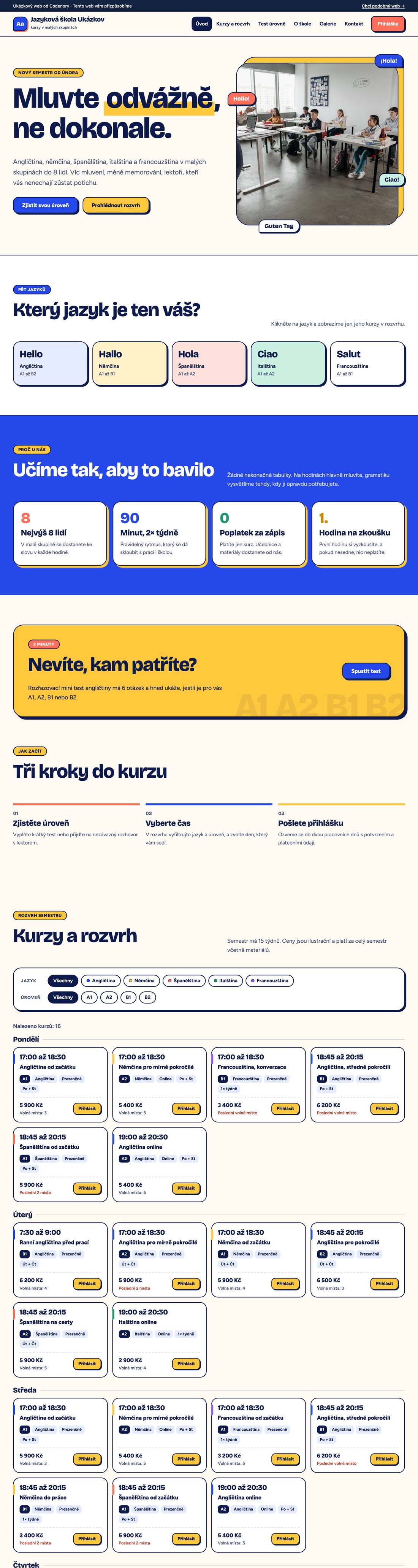Ukázkový web pro obor jazyková škola