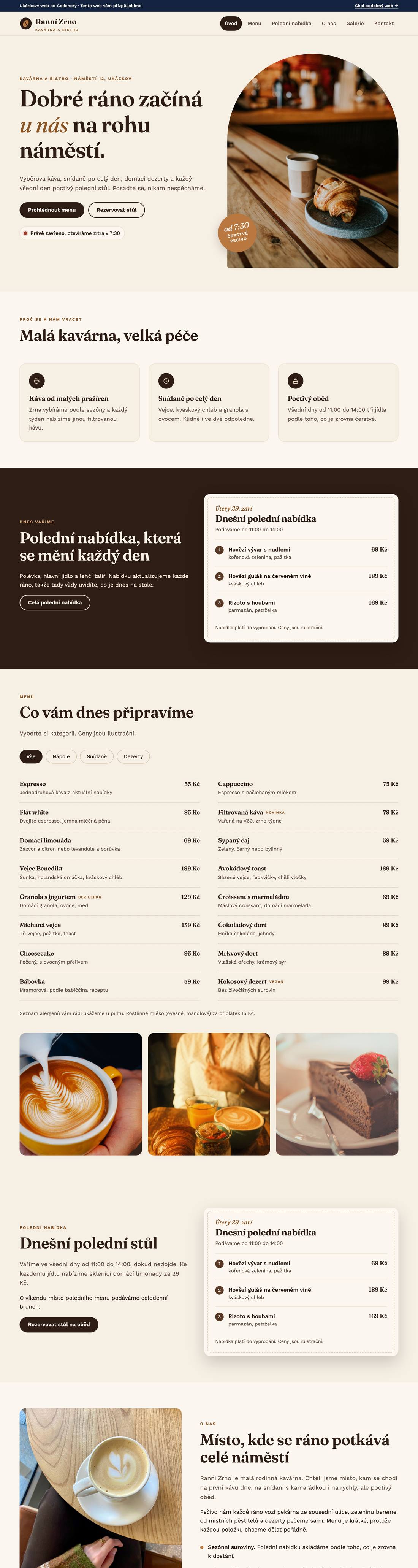 Ukázkový web pro obor kavárna a bistro