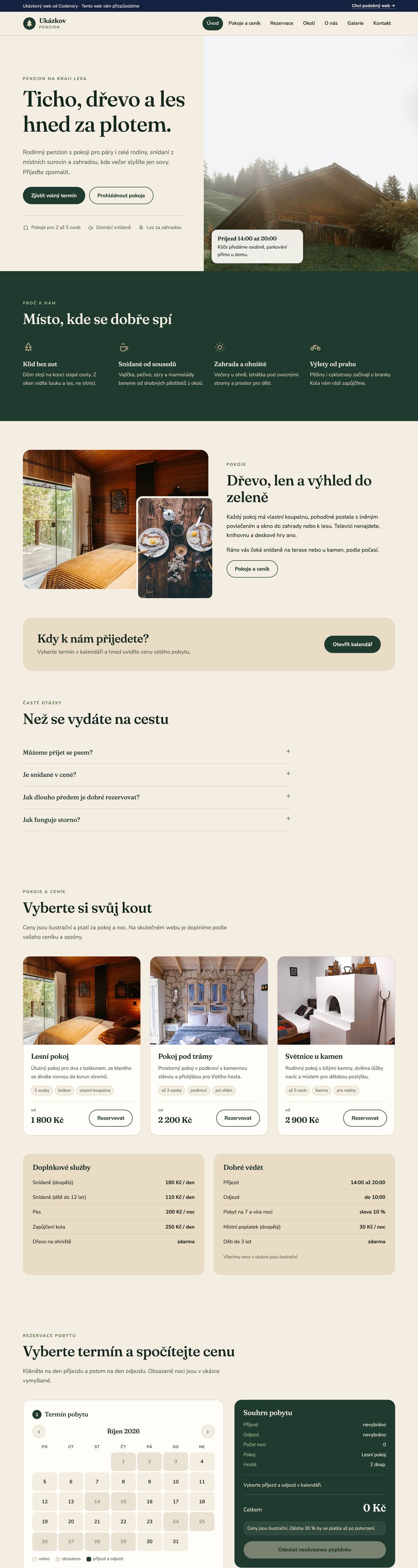Ukázkový web pro obor penzion a ubytování