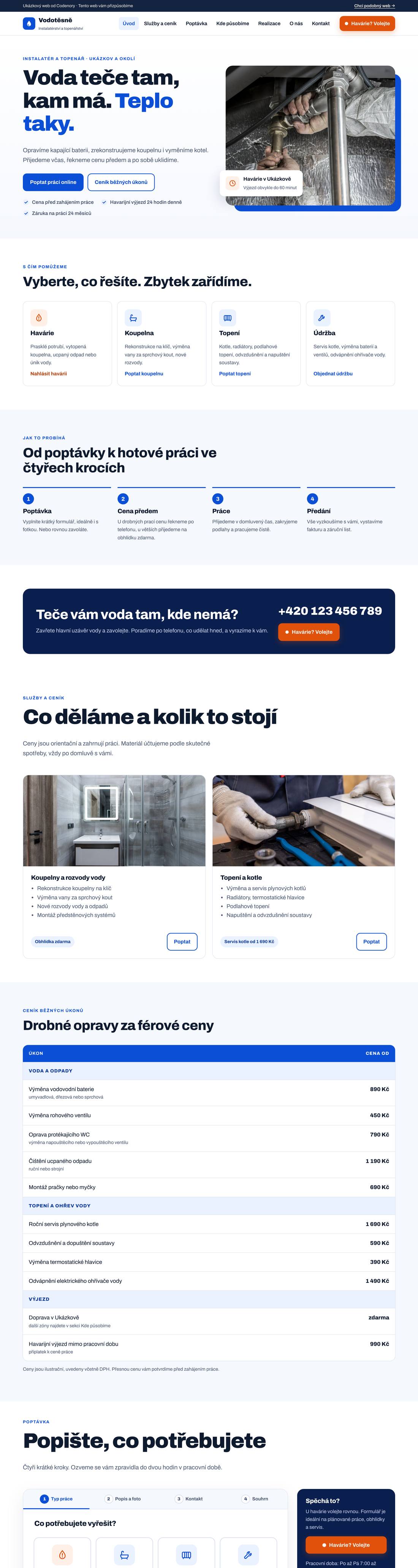 Ukázkový web pro obor řemeslník, instalatér a topenář