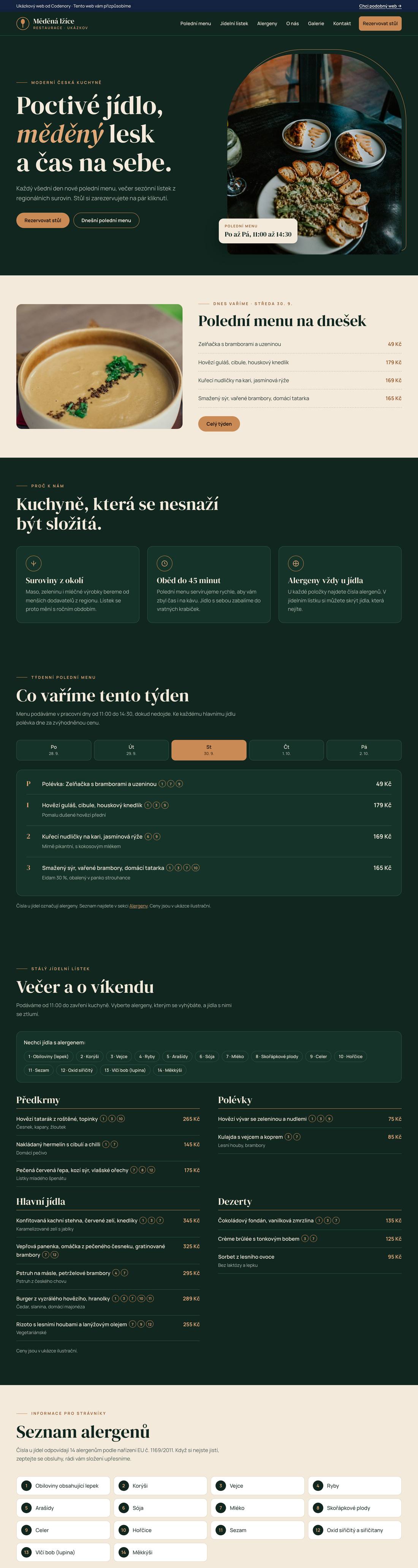 Ukázkový web pro obor restaurace