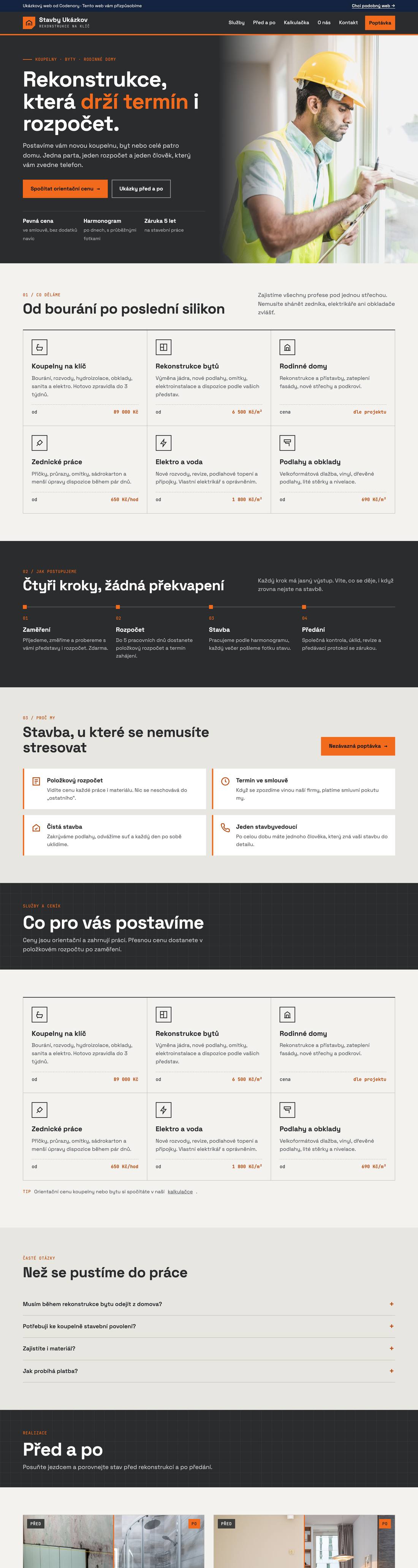 Ukázkový web pro obor stavební firma a rekonstrukce