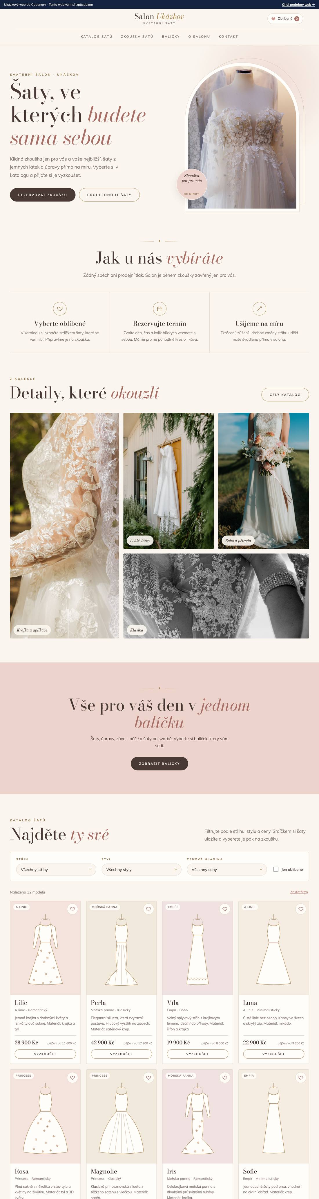 Ukázkový web pro obor svatební salon