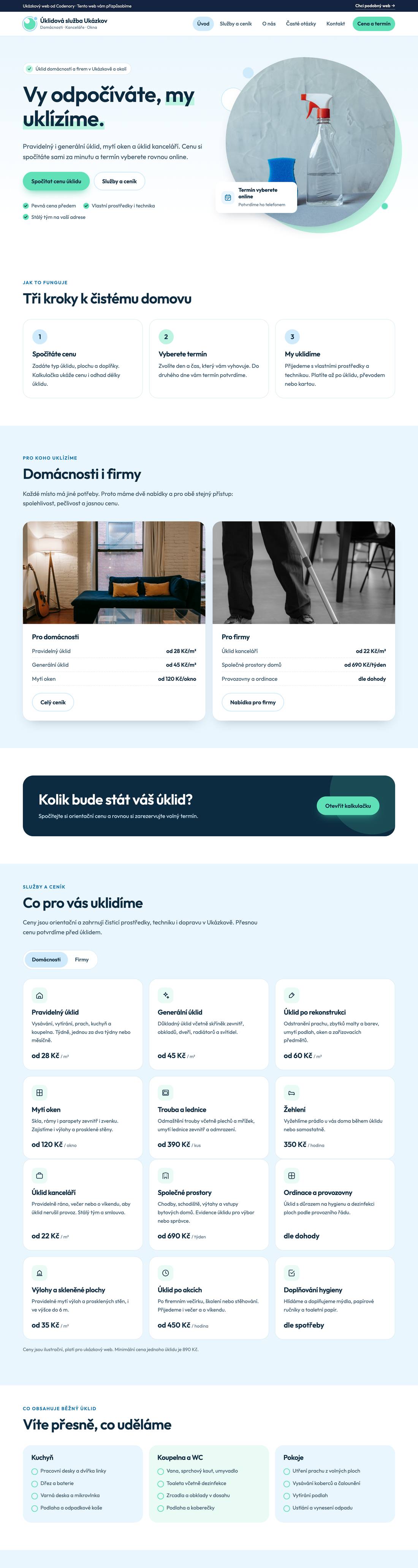 Ukázkový web pro obor úklidová firma